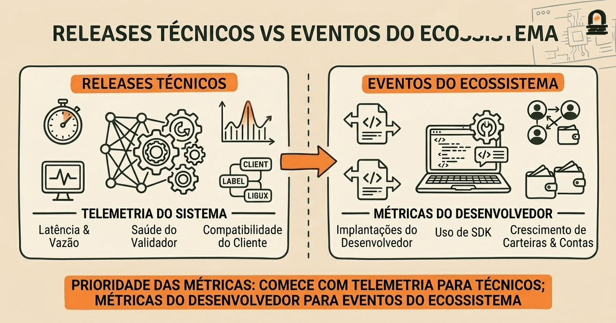 Releases Técnicos vs Eventos do Ecossistema